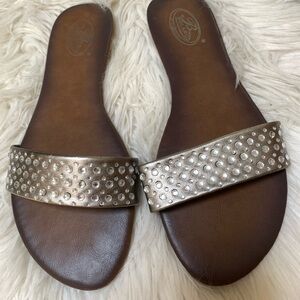 Bolaro NIB slide flats with rhinestone trim on strap NIB